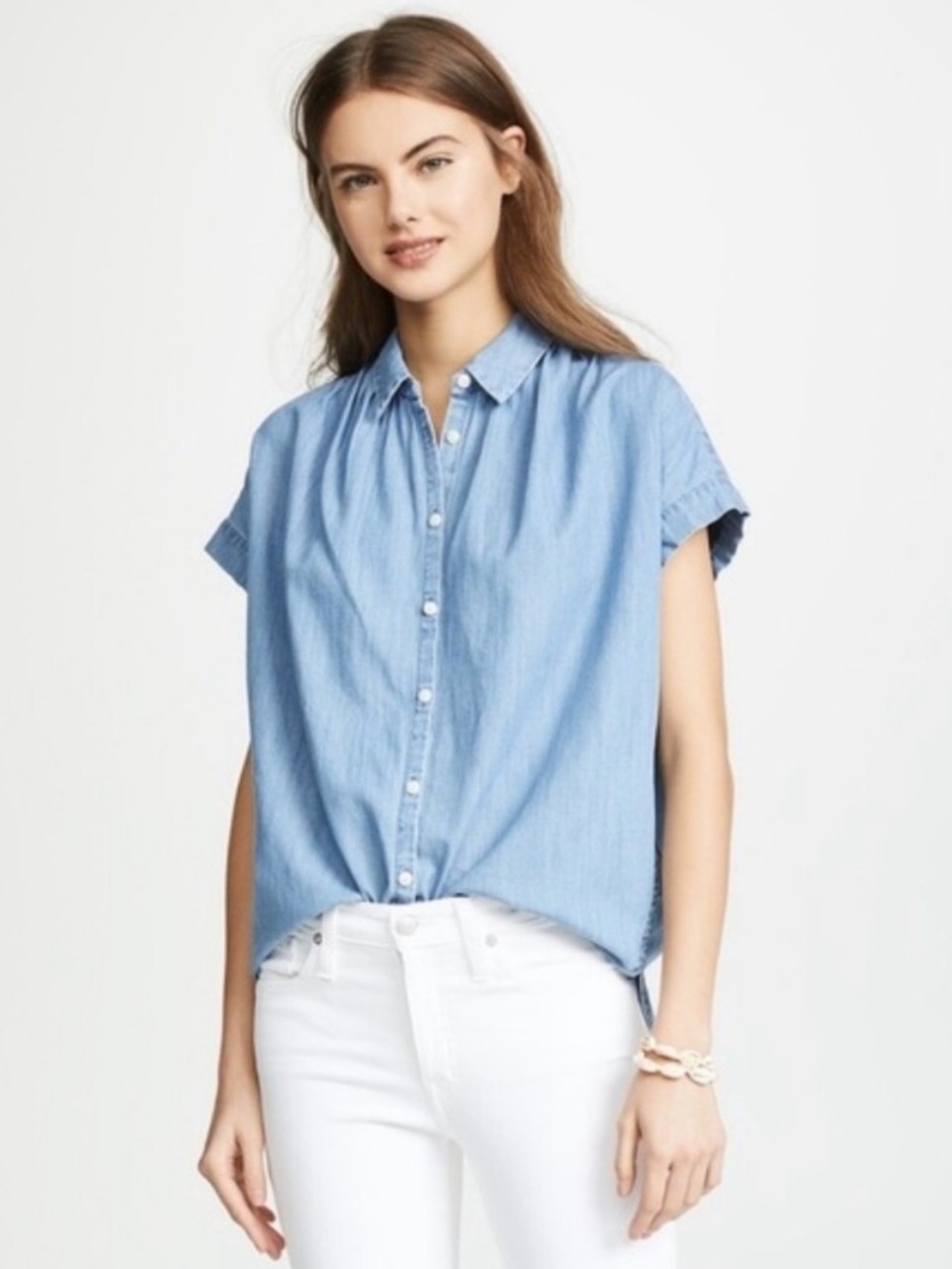 Madewell Light Blue Cap Sleeve Button-Down Shirt Size XS